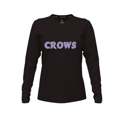 [CUS-DFW-TEES-CMF-VNK-LSL-BLK-FYXS-LOGO1] Comfort T-Shirt (Female Youth XS, Black, V Neck, Logo 1, Long Sleeve)