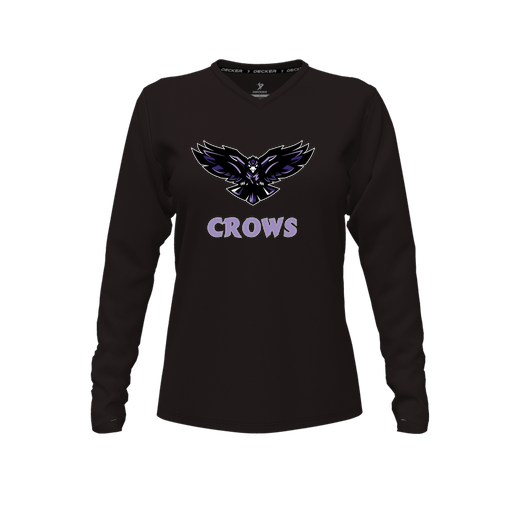 [CUS-DFW-TEES-CMF-VNK-LSL-BLK-FYXS-LOGO3] Decker Comfort T-Shirt (Female Youth XS, Black, V Neck, Logo 3, Long Sleeve)