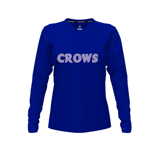 [CUS-DFW-TEES-CMF-VNK-LSL-RYL-FYXS-LOGO1] Comfort T-Shirt (Female Youth XS, Royal, V Neck, Logo 1, Long Sleeve)