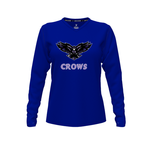 [CUS-DFW-TEES-CMF-VNK-LSL-RYL-FYXS-LOGO3] Comfort T-Shirt (Female Youth XS, Royal, V Neck, Logo 3, Long Sleeve)