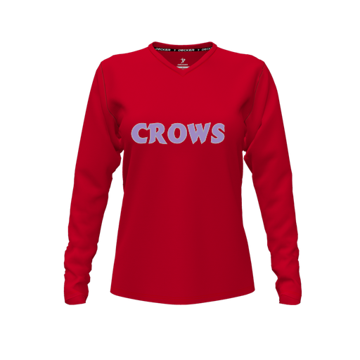 [FTLVPTRD-FYXS-LOGO1] Decker Performance T-Shirt (Female Youth XS, Red, V Neck, Logo 1, Long Sleeve)