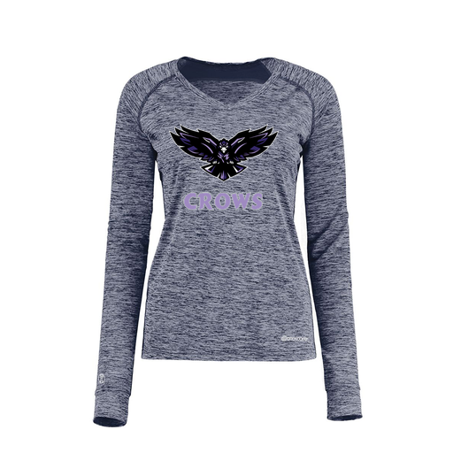 [222770.U22.XS-LOGO3] Ladies Electric Long Sleeve Shirt (Female Adult XS, Navy, Logo 3)