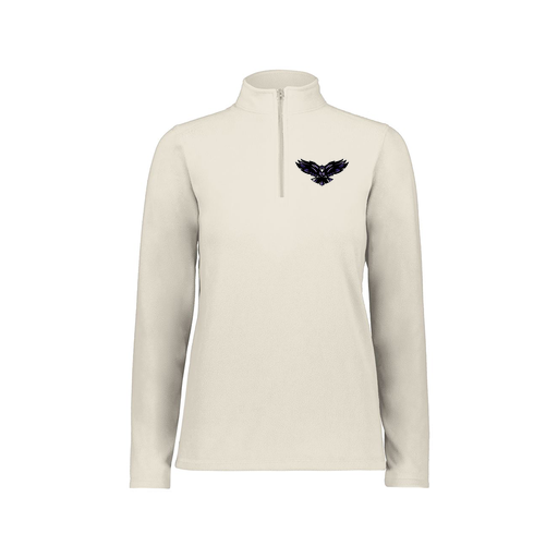 [6864.53T.XS-LOGO2] Ladies MicroFleece 1/4 Zip Pullover (Female Adult XS, White, Logo 2)