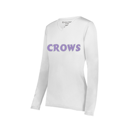 [222824.005.S-LOGO1] Ladies LS Smooth Sport Shirt (Female Adult S, White, Logo 1)