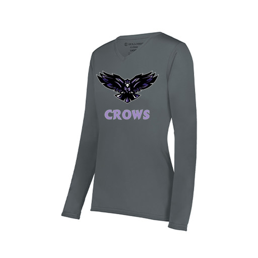 [222824.059.S-LOGO3] Ladies LS Smooth Sport Shirt (Female Adult S, Gray, Logo 3)